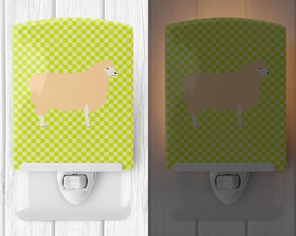 English Leicester Longwool Sheep Green Ceramic Night Light Compact, UL-Certified, Ideal for Bedroom, Bathroom, Nursery, Hallway, Kitchen, 6x4x3, Multicolor