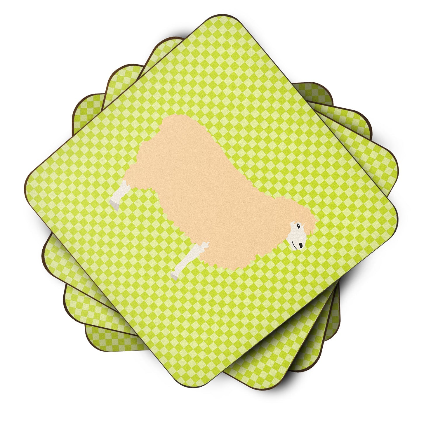 English Leicester Longwool Sheep Green Foam Coasters Set of 4 Cup Coasters for Indoor Outdoor, Tabletop Protection, Anti Slip, Mouse pad Material