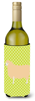 English Leicester Longwool Sheep Green Wine Bottle Hugger Gift Sleeve for Standard 750 ml Bottles, Insulated Reusable Also Fits Mini Shot & Pint Bottles