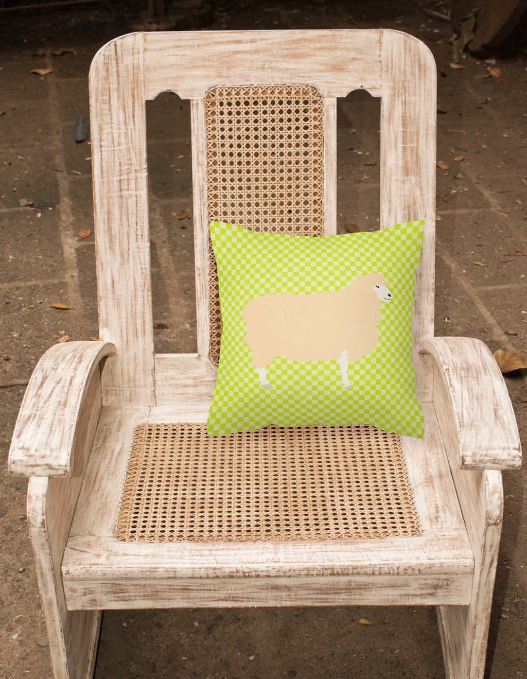 English Leicester Longwool Sheep Green Decorative Throw Pillow 18x18 Indoor Outdoor Accent Cushion, Fabric Cover with Insert for Sofa, Bed, Porch & Living Room