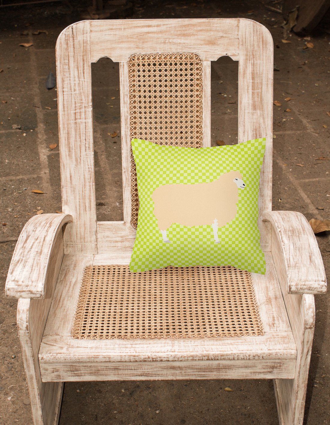 English Leicester Longwool Sheep Green Decorative Throw Pillow 18x18 Indoor Outdoor Accent Cushion, Fabric Cover with Insert for Sofa, Bed, Porch & Living Room
