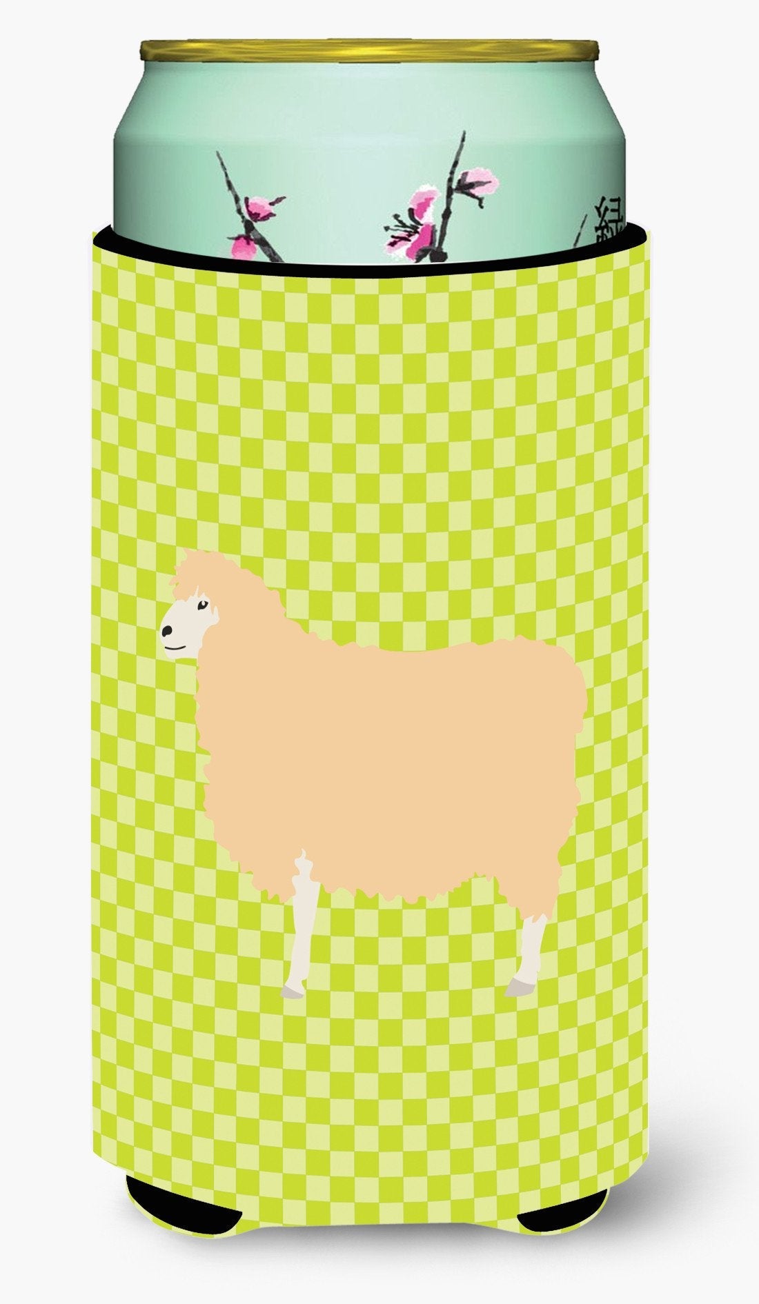 English Leicester Longwool Sheep Green Tall Boy Hugger Can Cooler Sleeve Machine Washable Drink Collapsible Insulator Beverage Insulated Holder