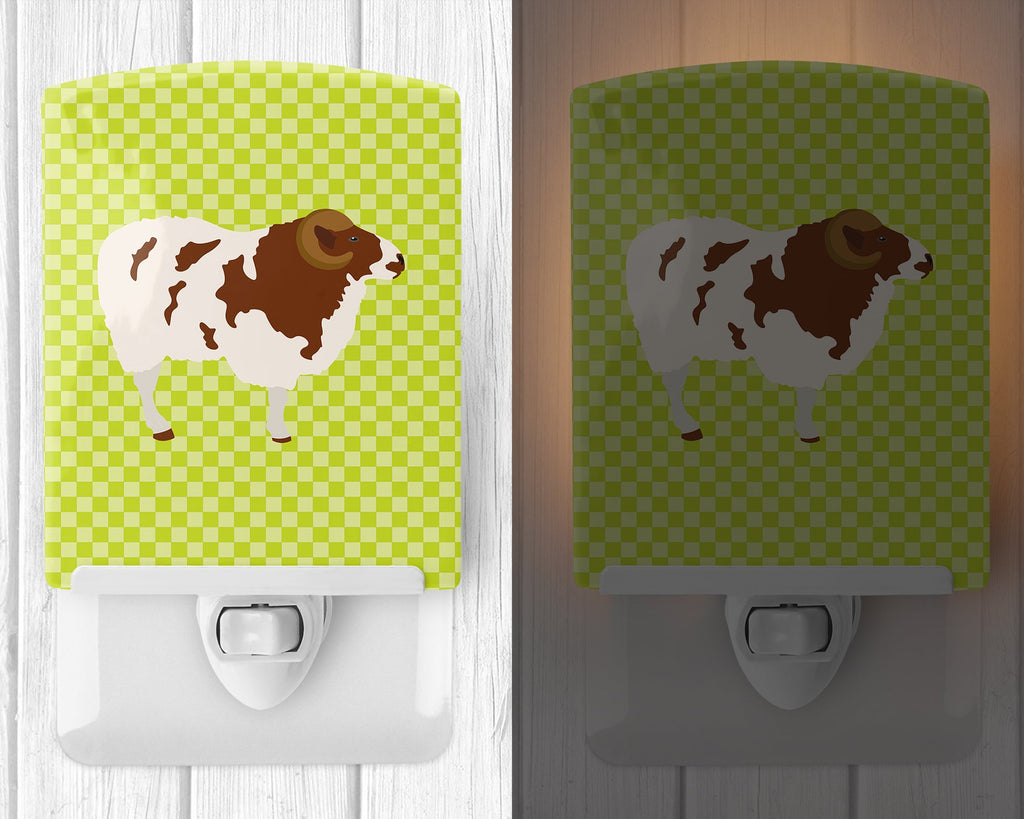 Jacob Sheep Green Ceramic Night Light Compact, UL-Certified, Ideal for Bedroom, Bathroom, Nursery, Hallway, Kitchen, 6x4x3, Multicolor
