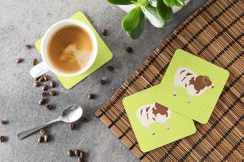 Jacob Sheep Green Foam Coasters Set of 4 Cup Coasters for Indoor Outdoor, Tabletop Protection, Anti Slip, Mouse pad Material