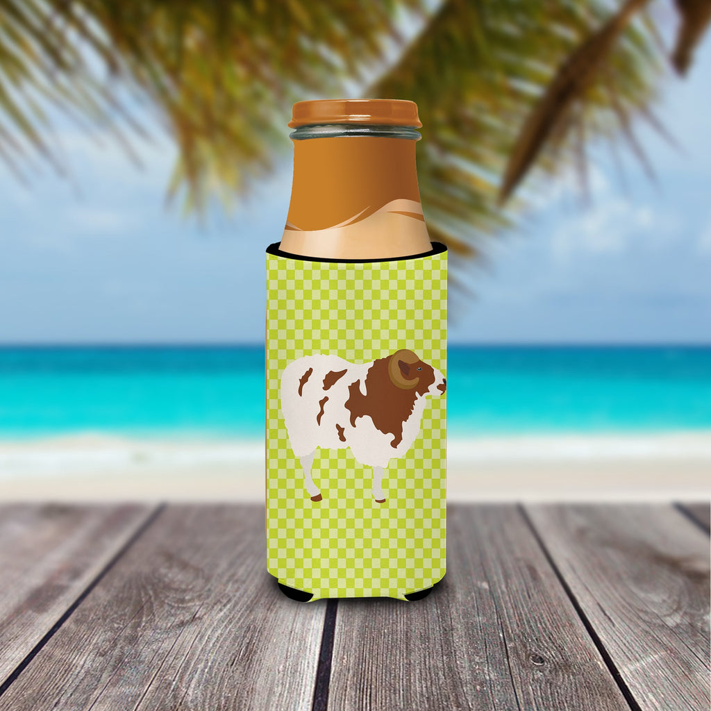 Jacob Sheep Green Slim Can Hugger , Insulated Foam Hugger for 12 oz Slim Cans, Beer Bottles & Water Bottles, Printed in USA