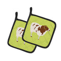 Jacob Sheep Green Pot Holder Set of 2 Heat Resistant Quilted Hot Pads 7.5 x 7.5 Inch, Insulated Kitchen Trivets for Cooking & Baking