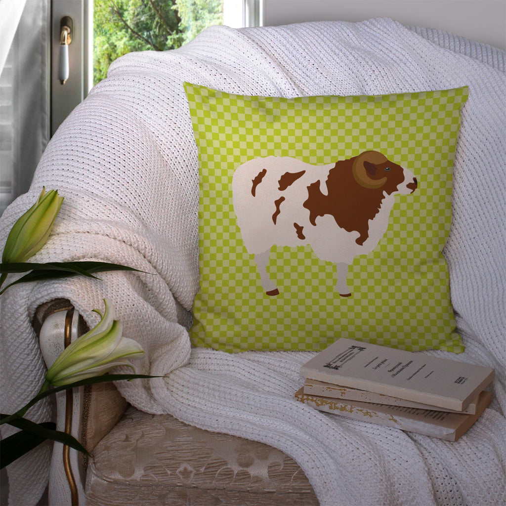 Jacob Sheep Green Decorative Throw Pillow 14x14 Indoor Outdoor Accent Cushion, Fabric Cover with Insert for Sofa, Bed, Porch & Living Room