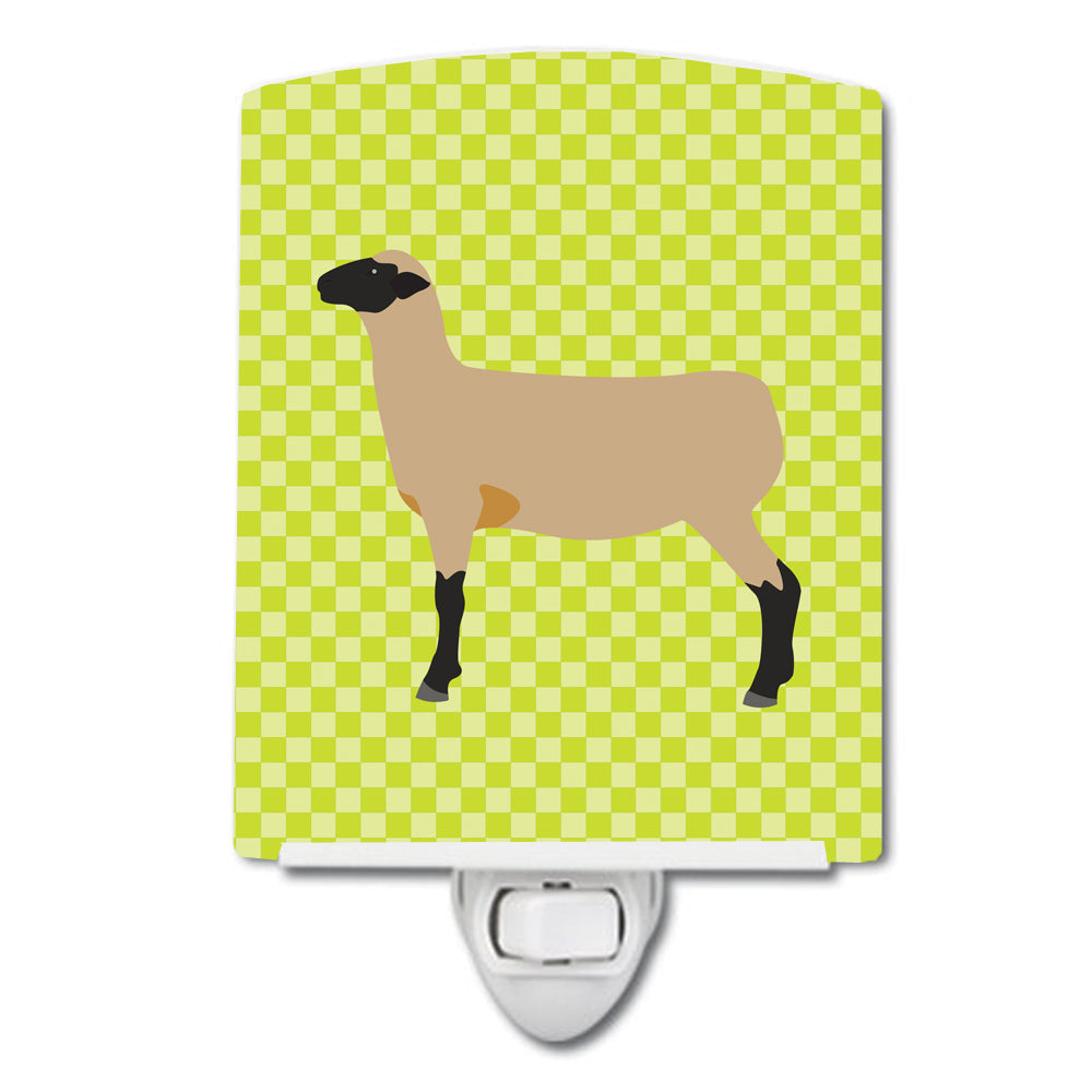 Hampshire Down Sheep Green Ceramic Night Light Compact, UL-Certified, Ideal for Bedroom, Bathroom, Nursery, Hallway, Kitchen, 6x4x3, Multicolor