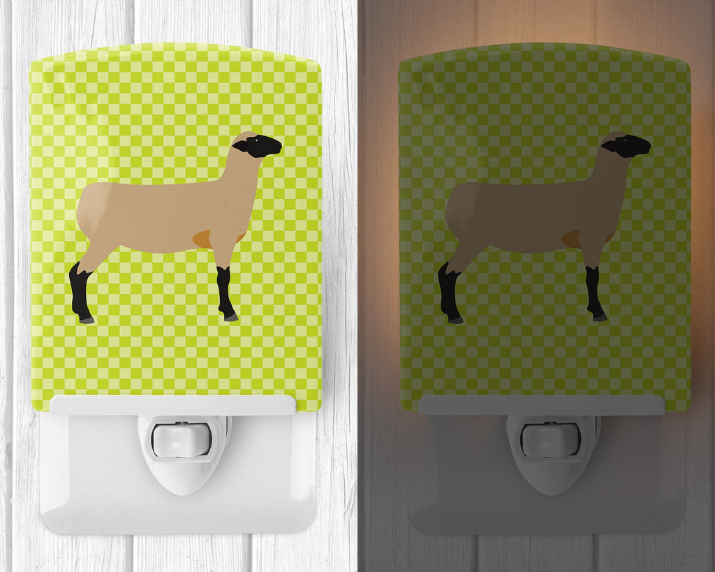 Hampshire Down Sheep Green Ceramic Night Light Compact, UL-Certified, Ideal for Bedroom, Bathroom, Nursery, Hallway, Kitchen, 6x4x3, Multicolor
