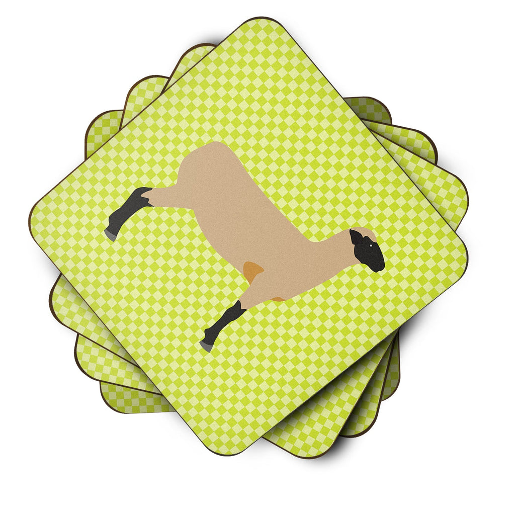 Hampshire Down Sheep Green Foam Coasters Set of 4 Cup Coasters for Indoor Outdoor, Tabletop Protection, Anti Slip, Mouse pad Material