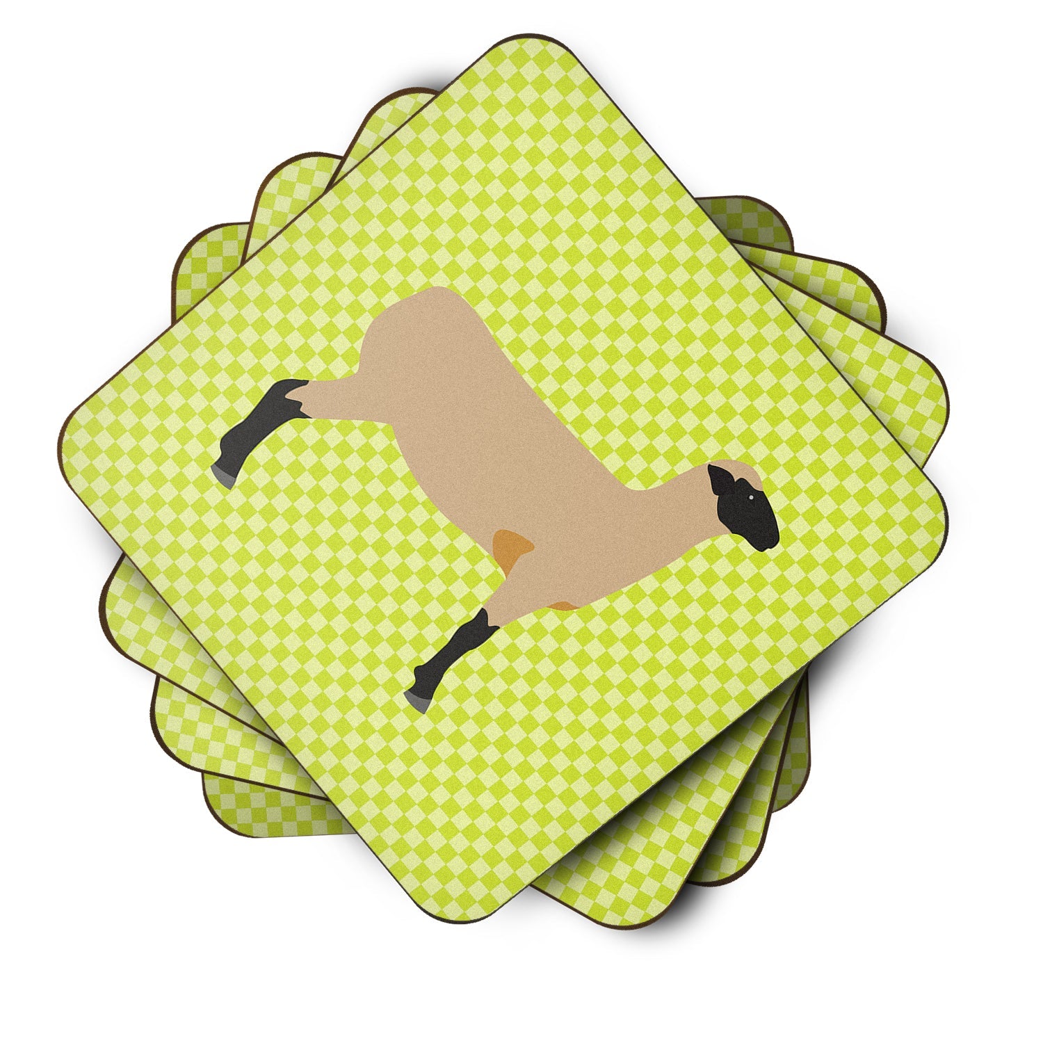 Hampshire Down Sheep Green Foam Coasters Set of 4 Cup Coasters for Indoor Outdoor, Tabletop Protection, Anti Slip, Mouse pad Material