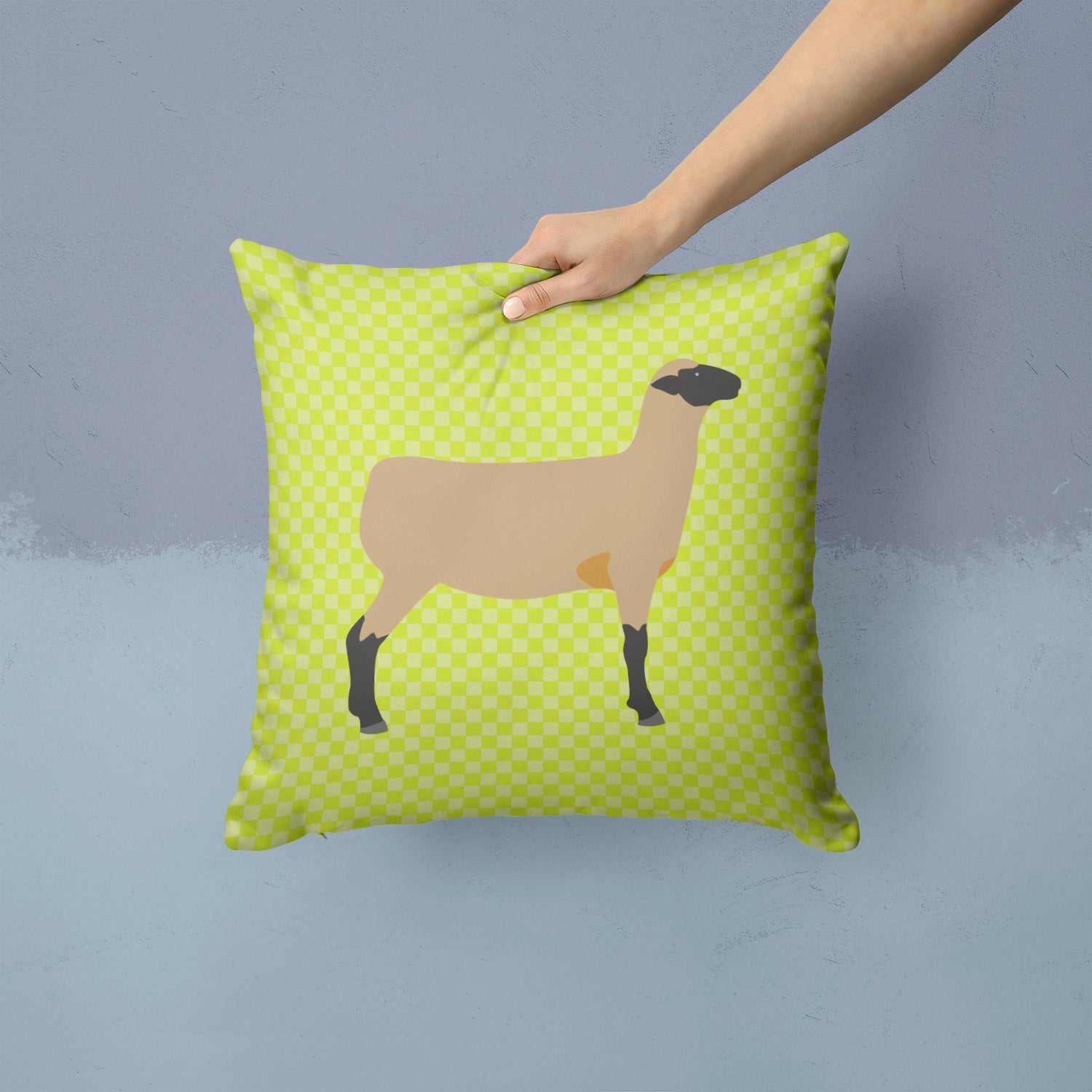Hampshire Down Sheep Green Decorative Throw Pillow 14x14 Indoor Outdoor Accent Cushion, Fabric Cover with Insert for Sofa, Bed, Porch & Living Room