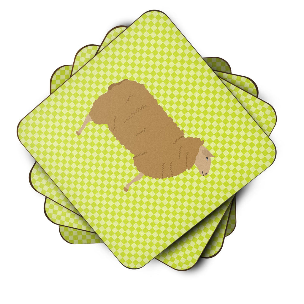 East Friesian Sheep Green Foam Coasters Set of 4 Cup Coasters for Indoor Outdoor, Tabletop Protection, Anti Slip, Mouse pad Material