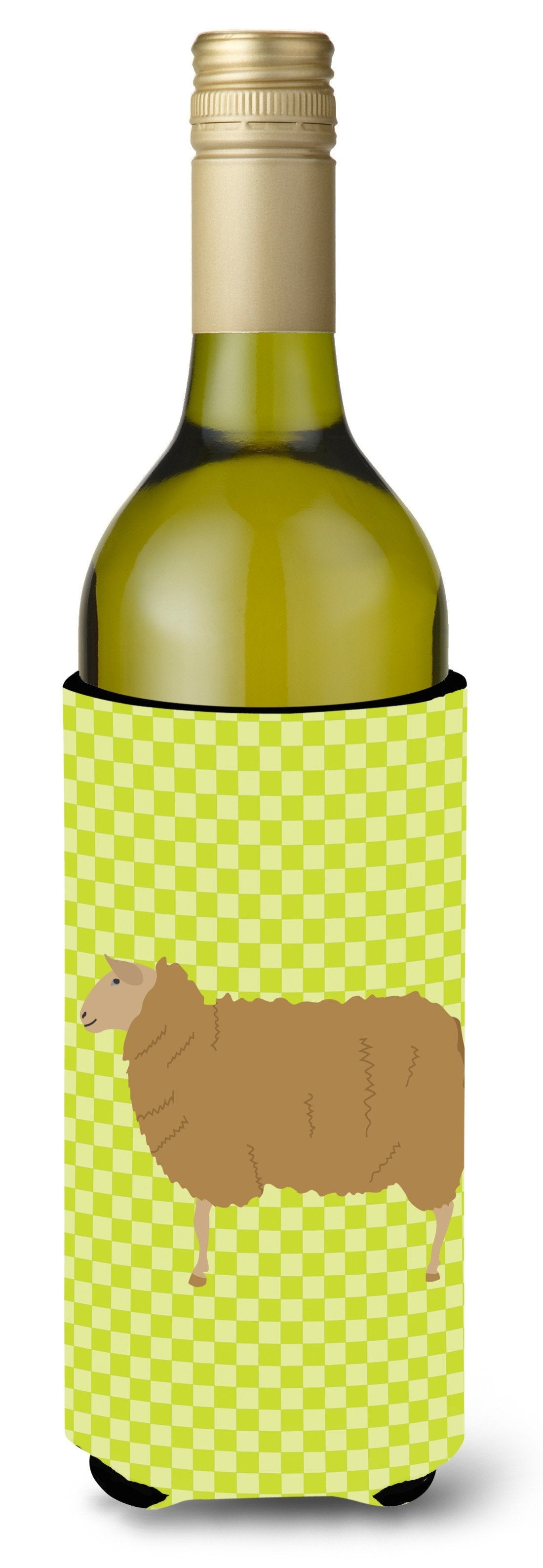 East Friesian Sheep Green Wine Bottle Hugger Gift Sleeve for Standard 750 ml Bottles, Insulated Reusable Also Fits Mini Shot & Pint Bottles