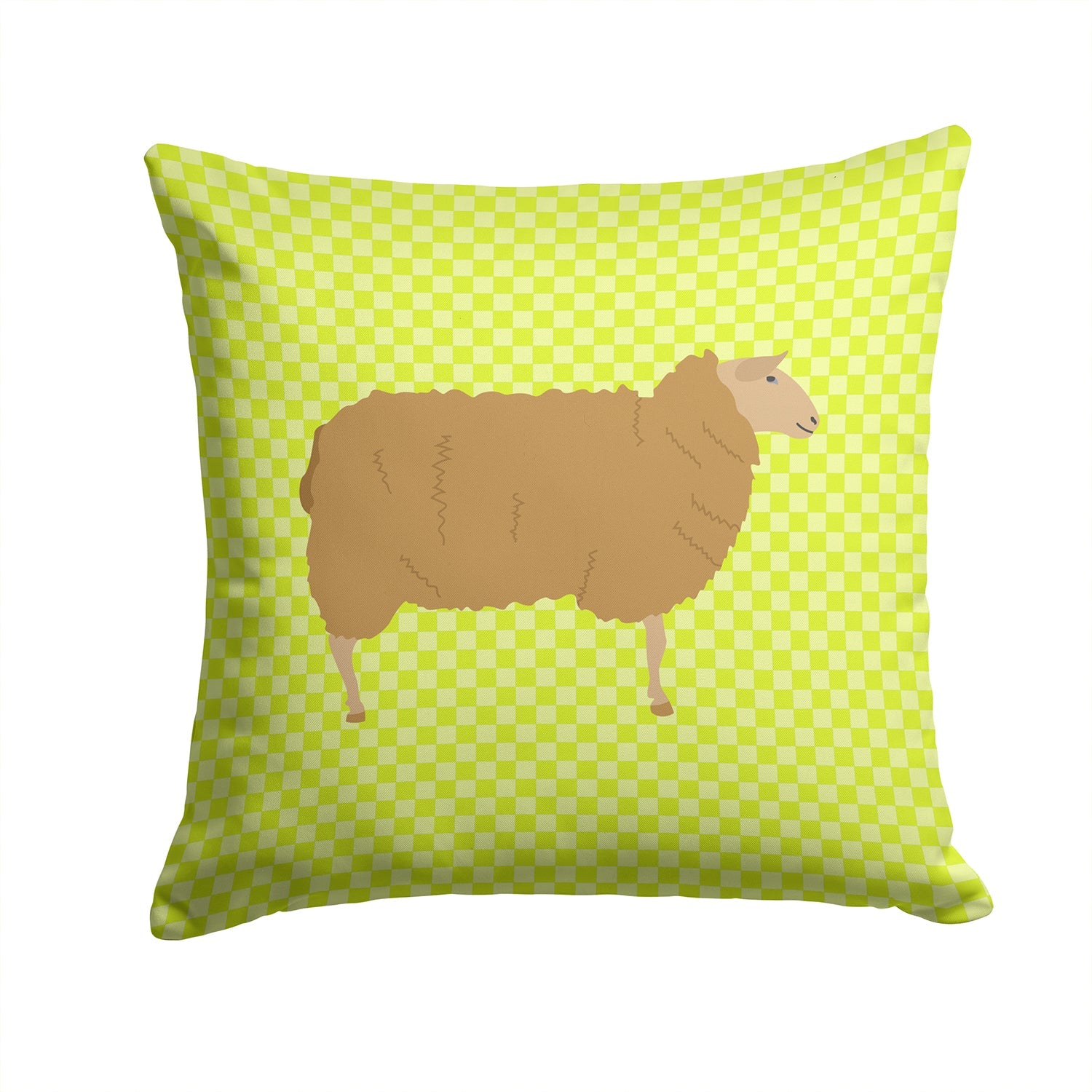 East Friesian Sheep Green Decorative Throw Pillow 14x14 Indoor Outdoor Accent Cushion, Fabric Cover with Insert for Sofa, Bed, Porch & Living Room