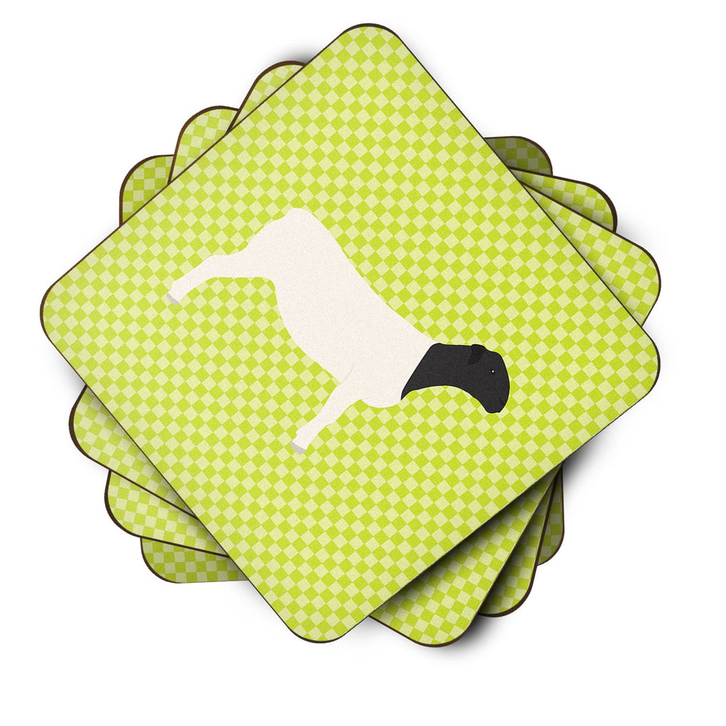 Dorper Sheep Green Foam Coasters Set of 4 Cup Coasters for Indoor Outdoor, Tabletop Protection, Anti Slip, Mouse pad Material