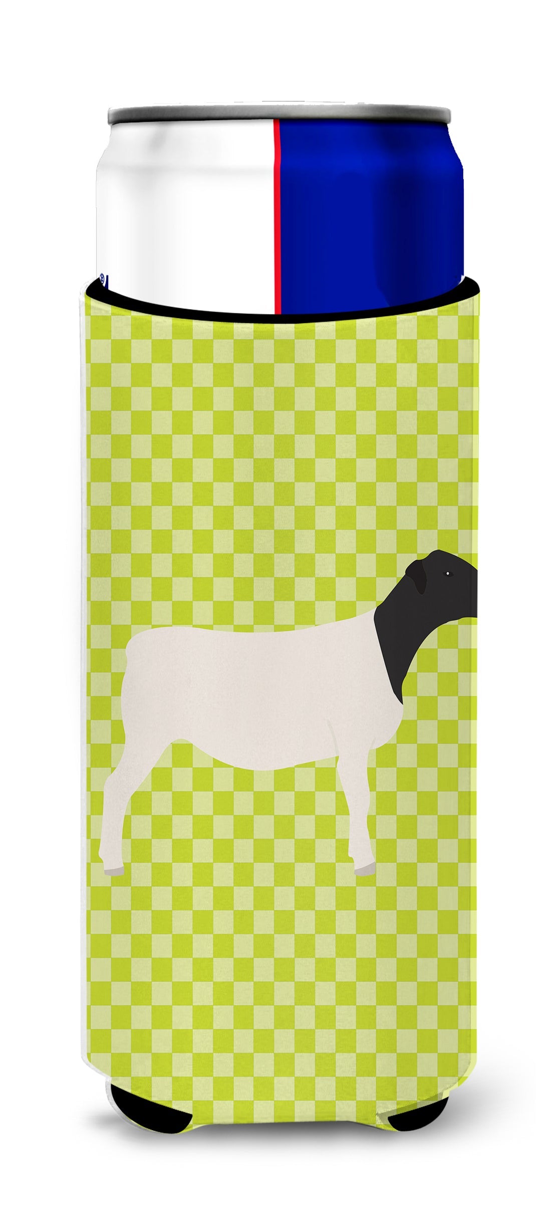 Dorper Sheep Green Slim Can Hugger , Insulated Foam Hugger for 12 oz Slim Cans, Beer Bottles & Water Bottles, Printed in USA