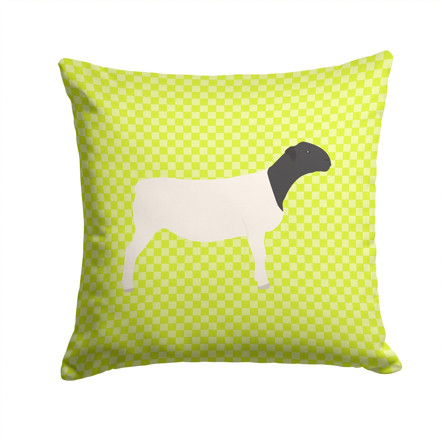 Dorper Sheep Green Decorative Throw Pillow 14x14 Indoor Outdoor Accent Cushion, Fabric Cover with Insert for Sofa, Bed, Porch & Living Room