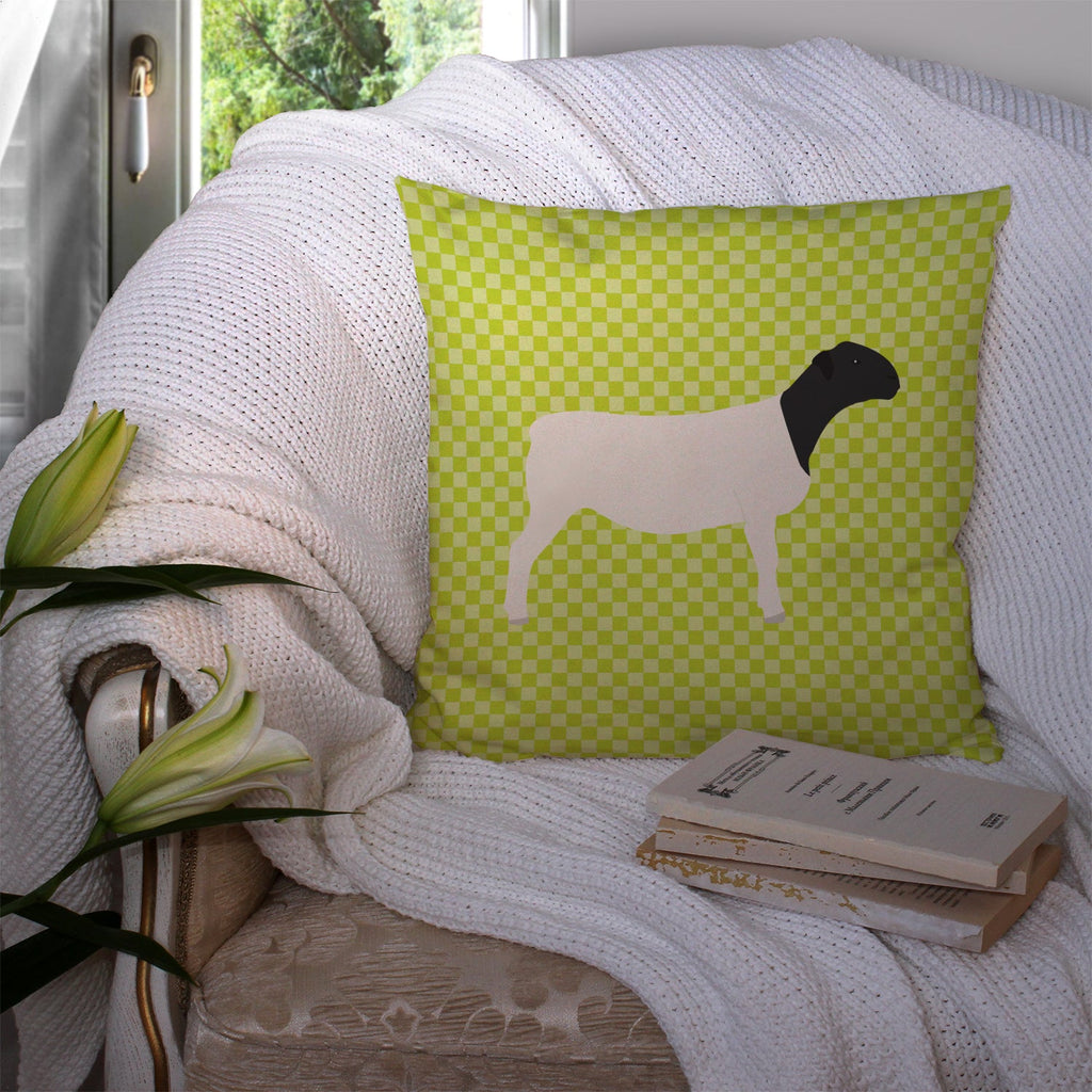 Dorper Sheep Green Decorative Throw Pillow 14x14 Indoor Outdoor Accent Cushion, Fabric Cover with Insert for Sofa, Bed, Porch & Living Room