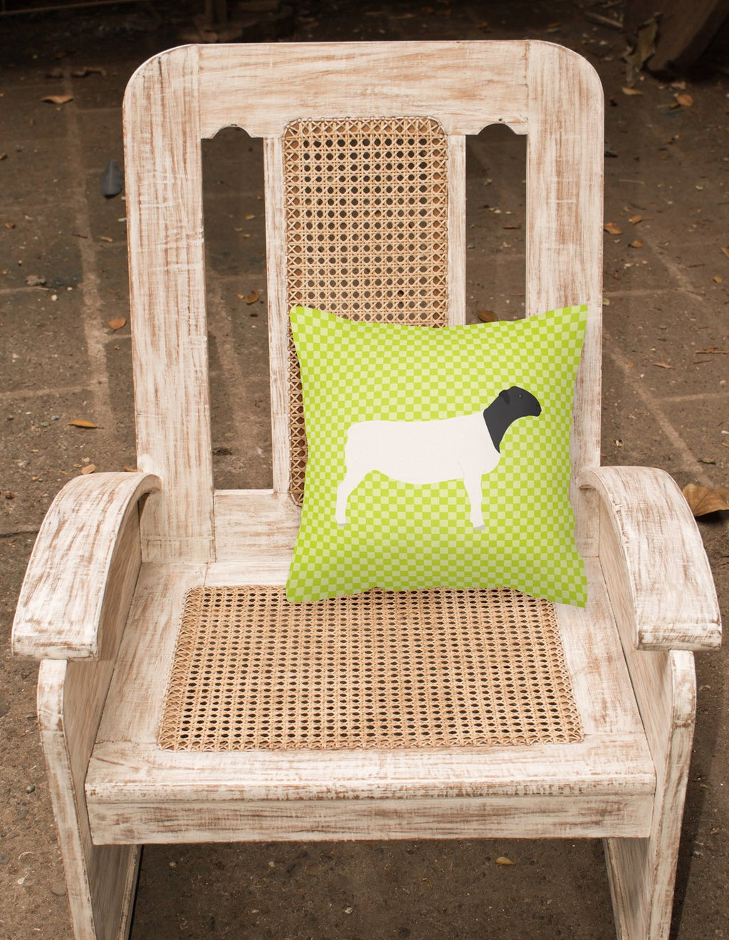 Dorper Sheep Green Decorative Throw Pillow 18x18 Indoor Outdoor Accent Cushion, Fabric Cover with Insert for Sofa, Bed, Porch & Living Room