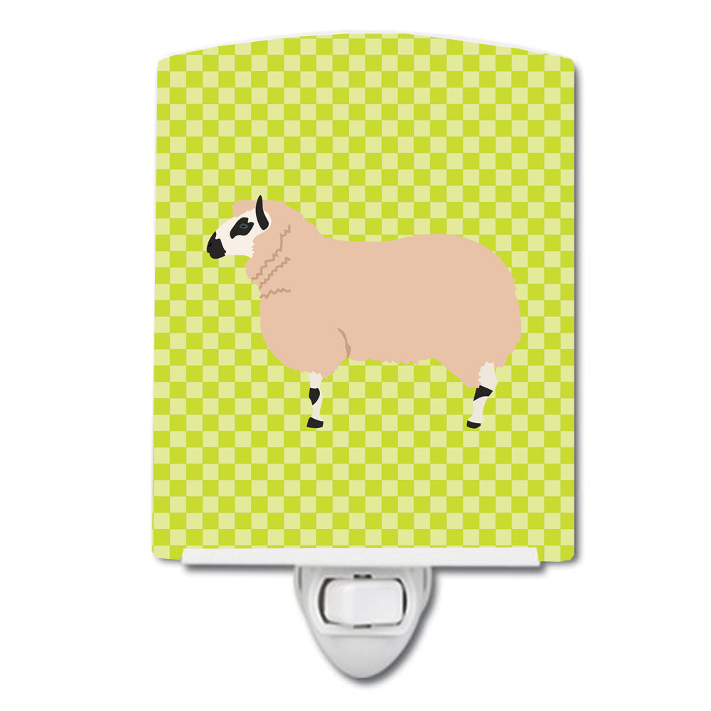Kerry Hill Sheep Green Ceramic Night Light Compact, UL-Certified, Ideal for Bedroom, Bathroom, Nursery, Hallway, Kitchen, 6x4x3, Multicolor