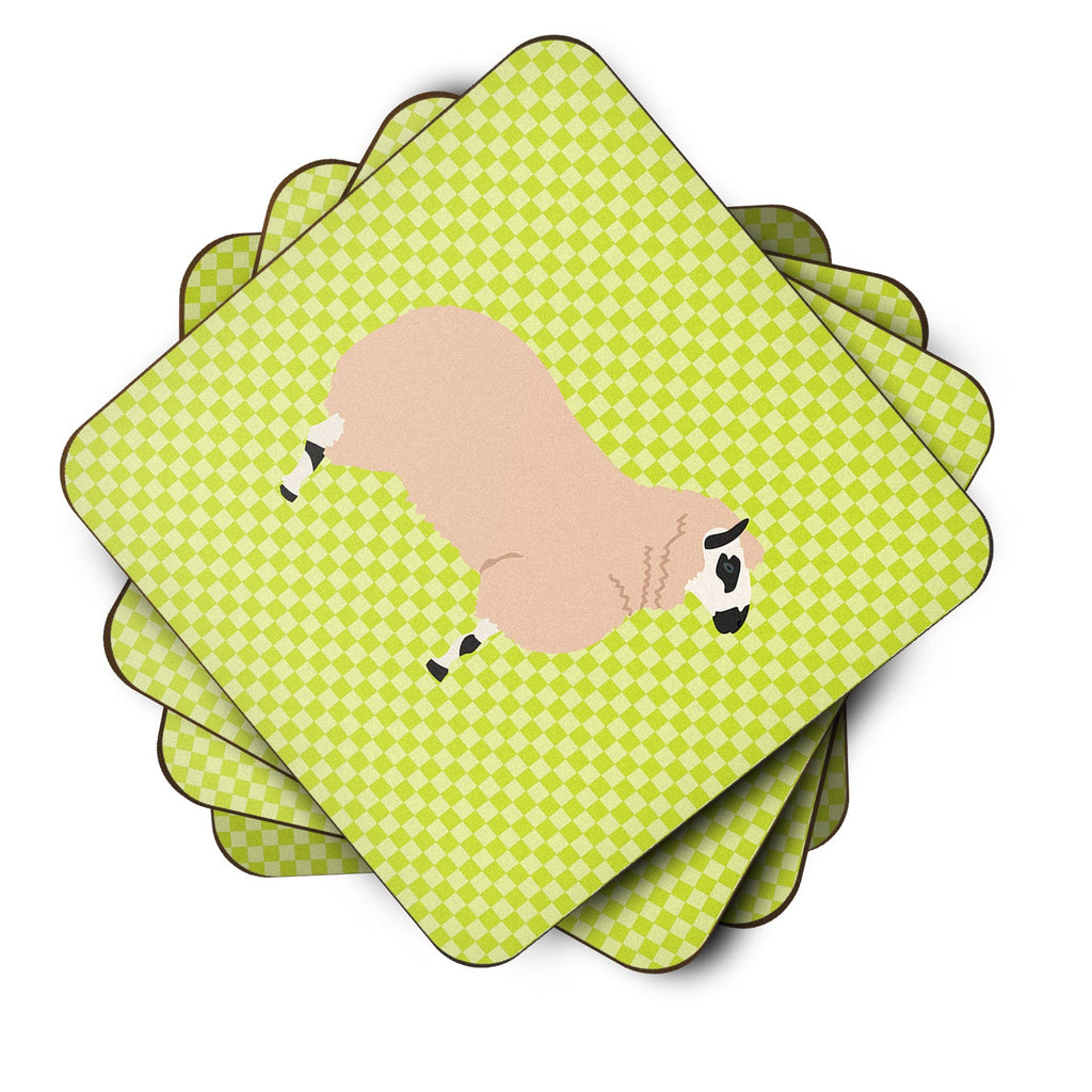 Kerry Hill Sheep Green Foam Coasters Set of 4 Cup Coasters for Indoor Outdoor, Tabletop Protection, Anti Slip, Mouse pad Material