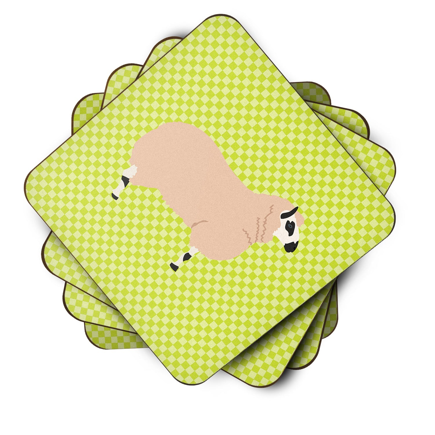 Kerry Hill Sheep Green Foam Coasters Set of 4 Cup Coasters for Indoor Outdoor, Tabletop Protection, Anti Slip, Mouse pad Material