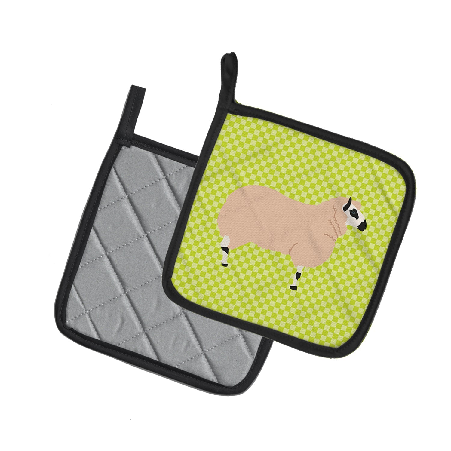 Kerry Hill Sheep Green Pot Holder Set of 2 Heat Resistant Quilted Hot Pads 7.5 x 7.5 Inch, Insulated Kitchen Trivets for Cooking & Baking
