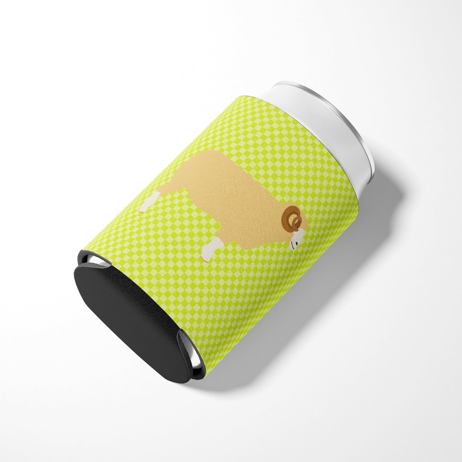 Horned Dorset Sheep Green Can or Bottle Hugger Cooler Sleeve for Standard 12 oz Cans, Insulated Foam Beer & Soda Can Hugger Reusable
