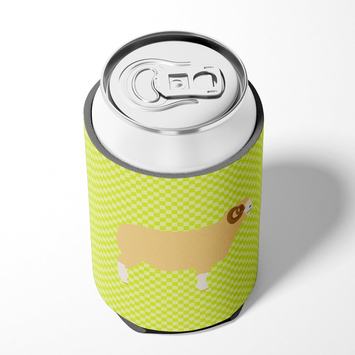 Horned Dorset Sheep Green Can or Bottle Hugger Cooler Sleeve for Standard 12 oz Cans, Insulated Foam Beer & Soda Can Hugger Reusable