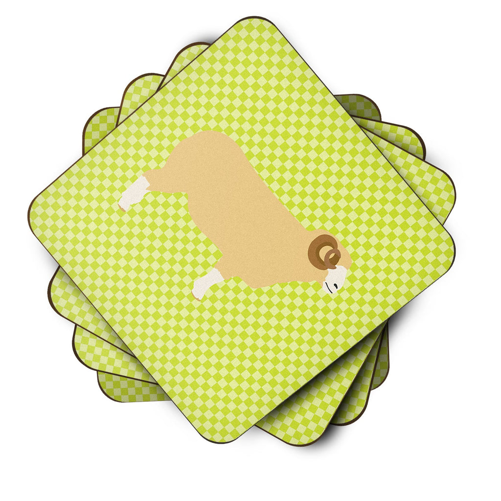 Horned Dorset Sheep Green Foam Coasters Set of 4 Cup Coasters for Indoor Outdoor, Tabletop Protection, Anti Slip, Mouse pad Material