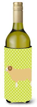 Horned Dorset Sheep Green Wine Bottle Hugger Gift Sleeve for Standard 750 ml Bottles, Insulated Reusable Also Fits Mini Shot & Pint Bottles