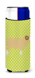Horned Dorset Sheep Green Slim Can Hugger , Insulated Foam Hugger for 12 oz Slim Cans, Beer Bottles & Water Bottles, Printed in USA