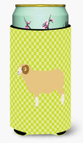 Horned Dorset Sheep Green Tall Boy Hugger Can Cooler Sleeve Machine Washable Drink Collapsible Insulator Beverage Insulated Holder