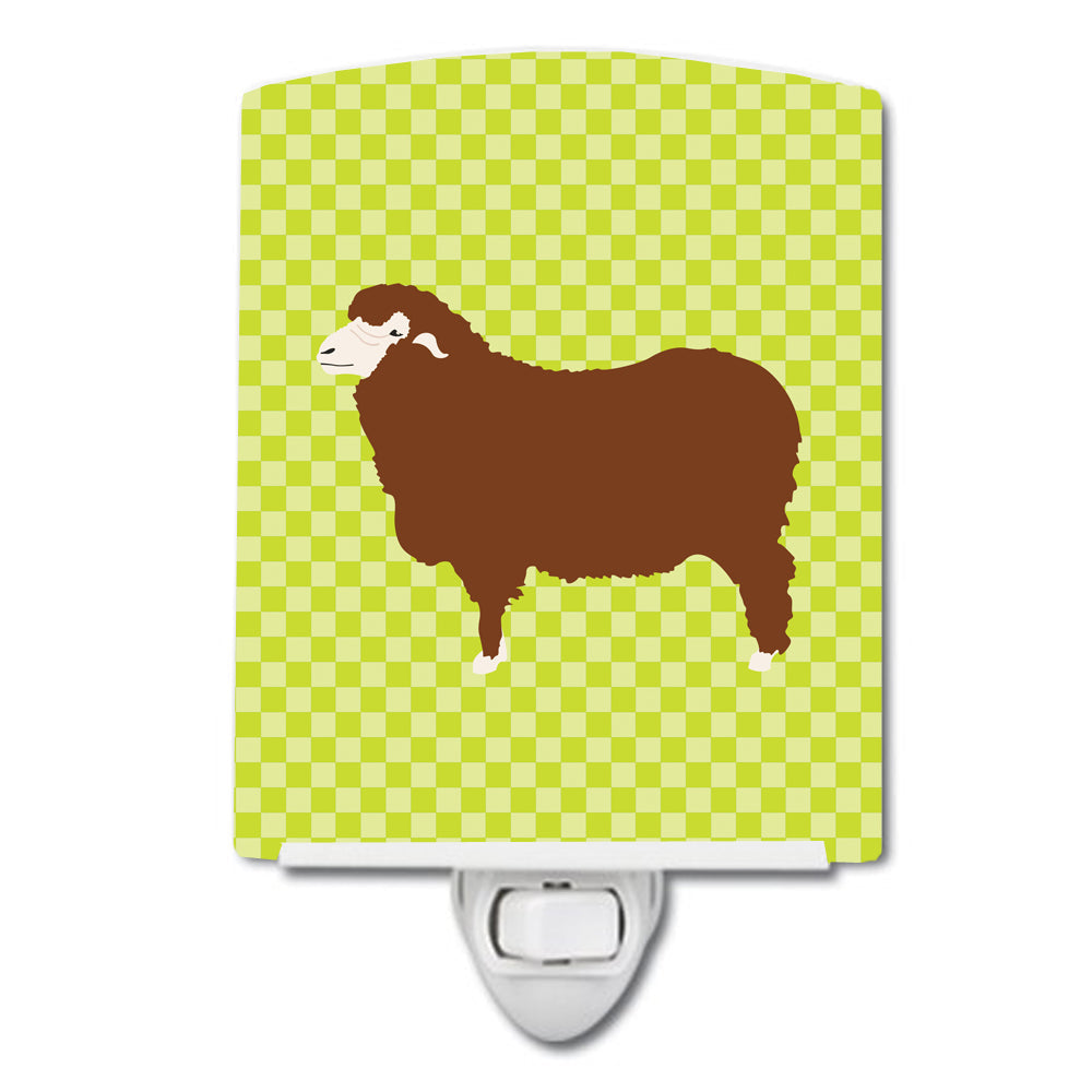 Merino Sheep Green Ceramic Night Light Compact, UL-Certified, Ideal for Bedroom, Bathroom, Nursery, Hallway, Kitchen, 6x4x3, Multicolor