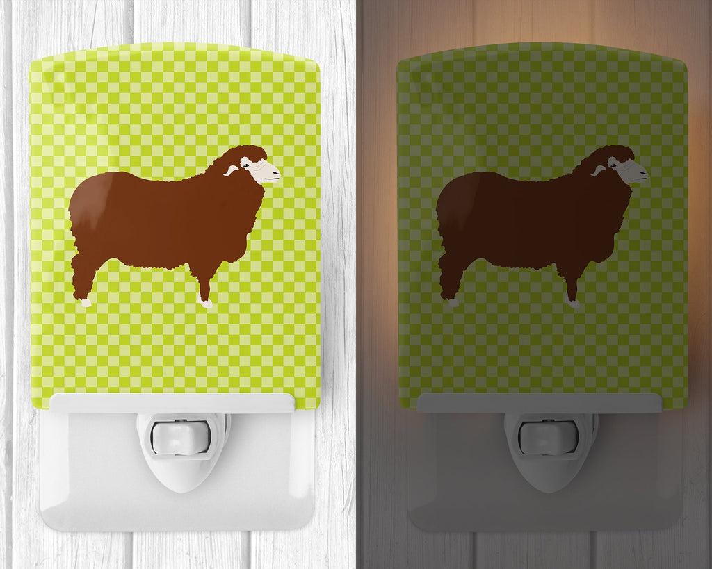 Merino Sheep Green Ceramic Night Light Compact, UL-Certified, Ideal for Bedroom, Bathroom, Nursery, Hallway, Kitchen, 6x4x3, Multicolor