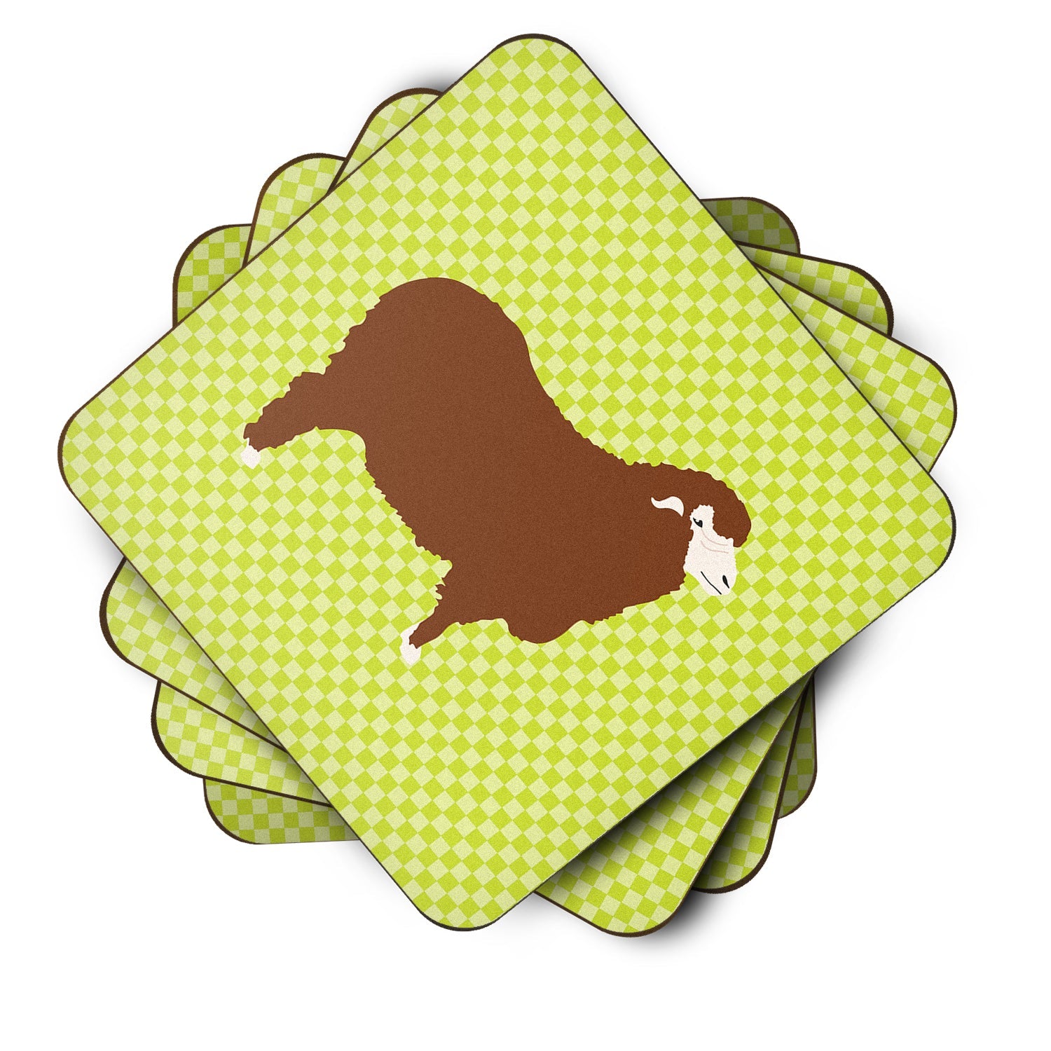 Merino Sheep Green Foam Coasters Set of 4 Cup Coasters for Indoor Outdoor, Tabletop Protection, Anti Slip, Mouse pad Material