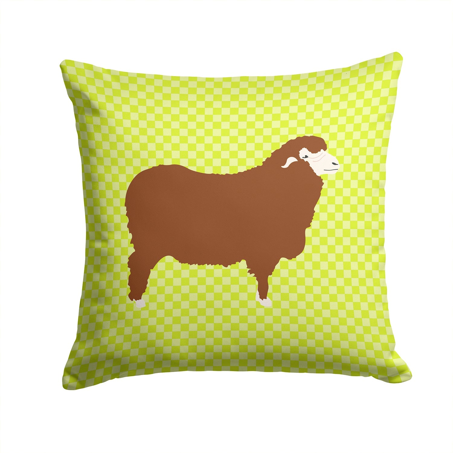 Merino Sheep Green Decorative Throw Pillow 14x14 Indoor Outdoor Accent Cushion, Fabric Cover with Insert for Sofa, Bed, Porch & Living Room