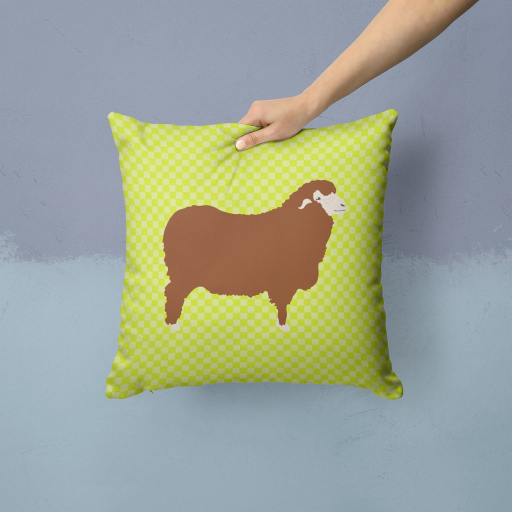 Merino Sheep Green Decorative Throw Pillow 14x14 Indoor Outdoor Accent Cushion, Fabric Cover with Insert for Sofa, Bed, Porch & Living Room