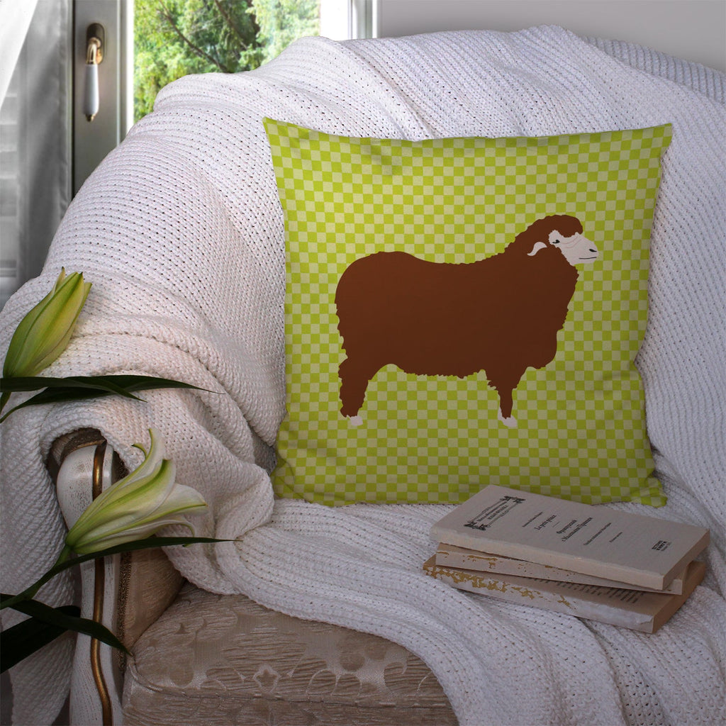 Merino Sheep Green Decorative Throw Pillow 14x14 Indoor Outdoor Accent Cushion, Fabric Cover with Insert for Sofa, Bed, Porch & Living Room