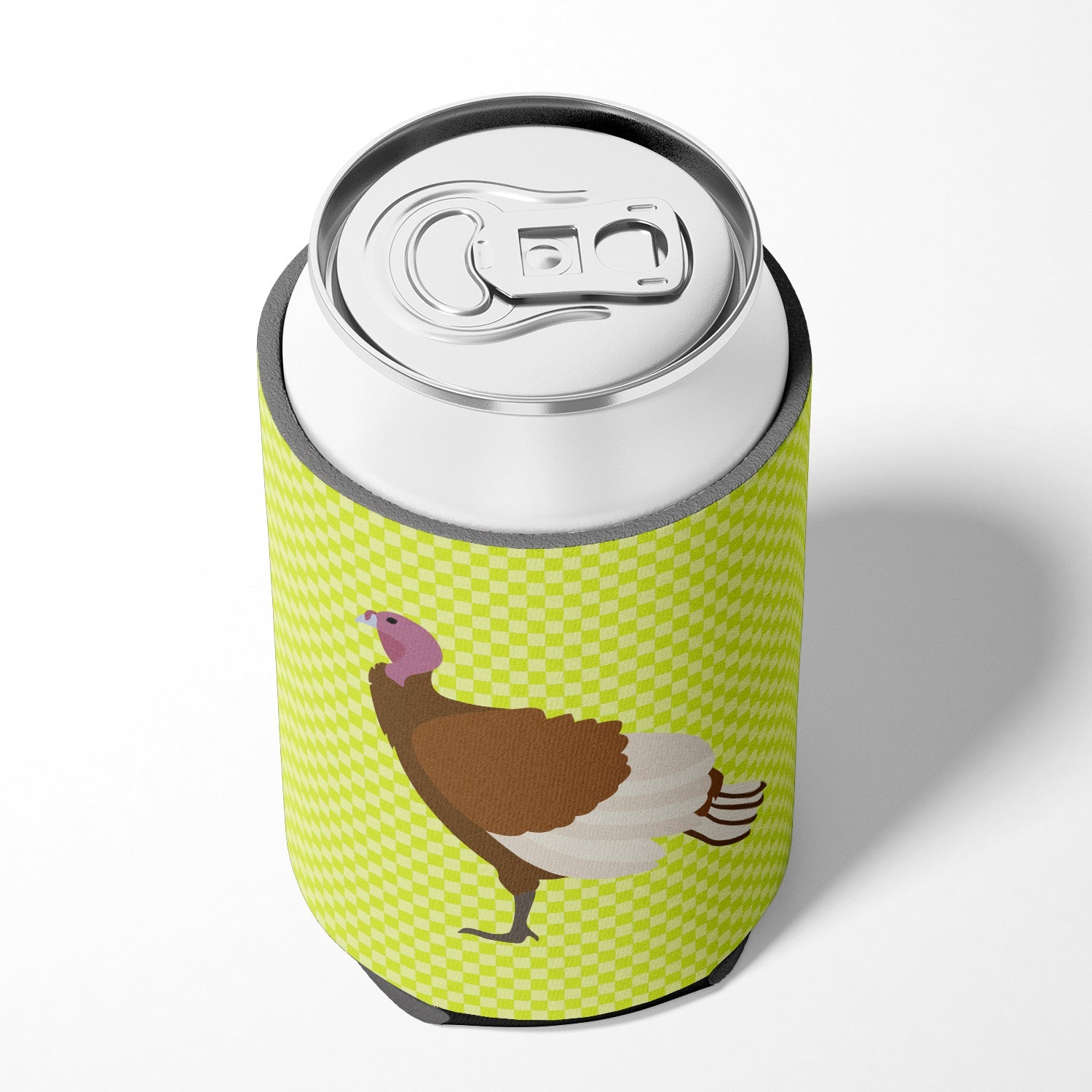 Bourbon Red Turkey Hen Green Can or Bottle Hugger Cooler Sleeve for Standard 12 oz Cans, Insulated Foam Beer & Soda Can Hugger Reusable