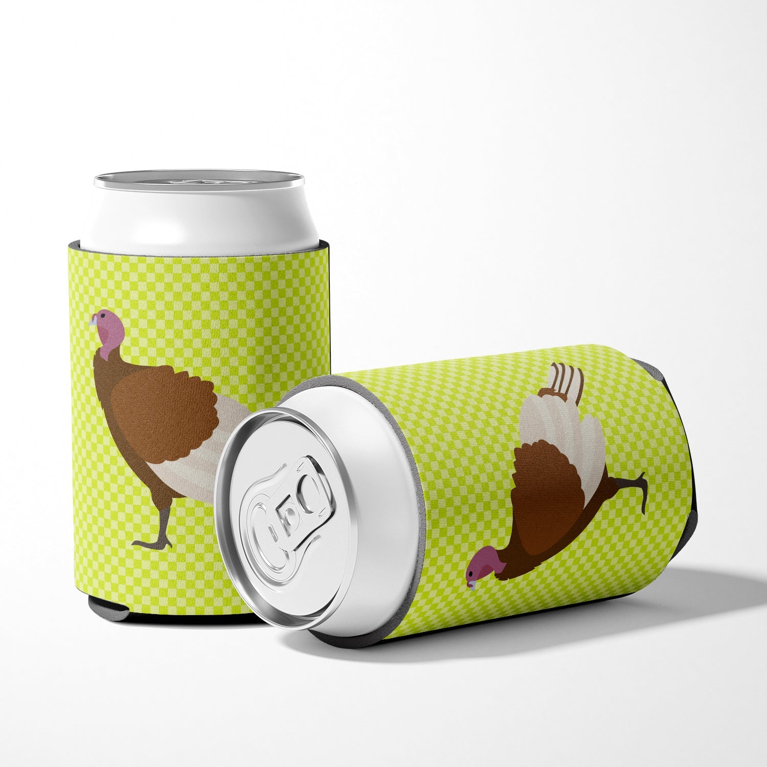 Bourbon Red Turkey Hen Green Can or Bottle Hugger Cooler Sleeve for Standard 12 oz Cans, Insulated Foam Beer & Soda Can Hugger Reusable