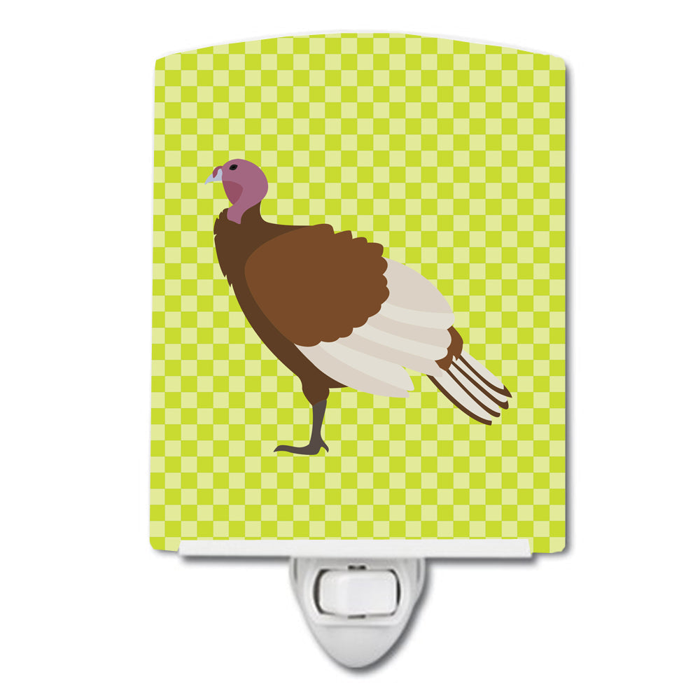 Bourbon Red Turkey Hen Green Ceramic Night Light Compact, UL-Certified, Ideal for Bedroom, Bathroom, Nursery, Hallway, Kitchen, 6x4x3, Multicolor