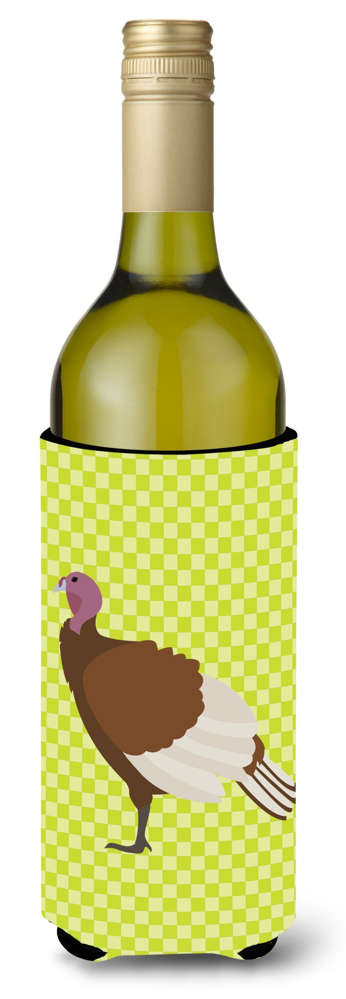 Bourbon Red Turkey Hen Green Wine Bottle Hugger Gift Sleeve for Standard 750 ml Bottles, Insulated Reusable Also Fits Mini Shot & Pint Bottles