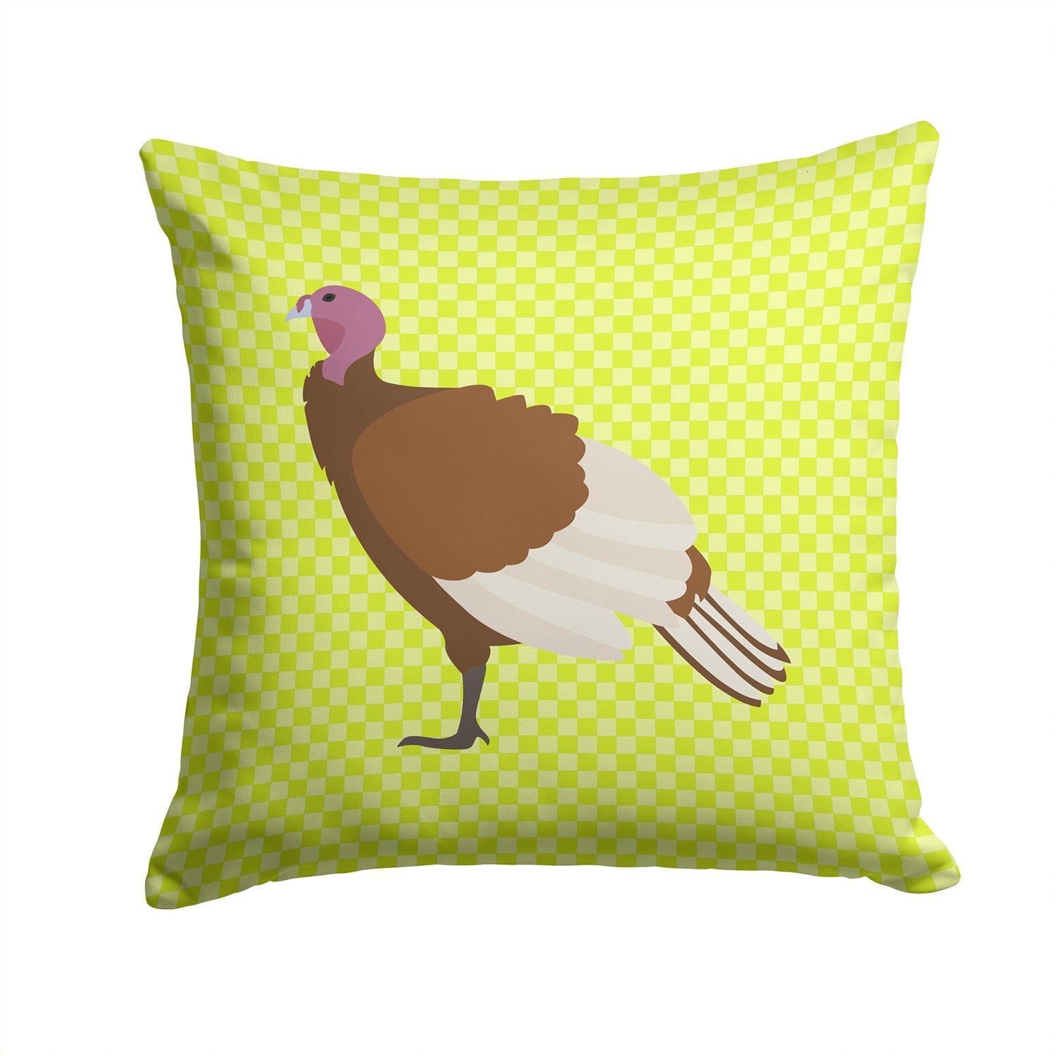 Bourbon Red Turkey Hen Green Decorative Throw Pillow 14x14 Indoor Outdoor Accent Cushion, Fabric Cover with Insert for Sofa, Bed, Porch & Living Room