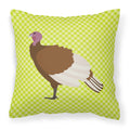 Bourbon Red Turkey Hen Green Decorative Throw Pillow 18x18 Indoor Outdoor Accent Cushion, Fabric Cover with Insert for Sofa, Bed, Porch & Living Room