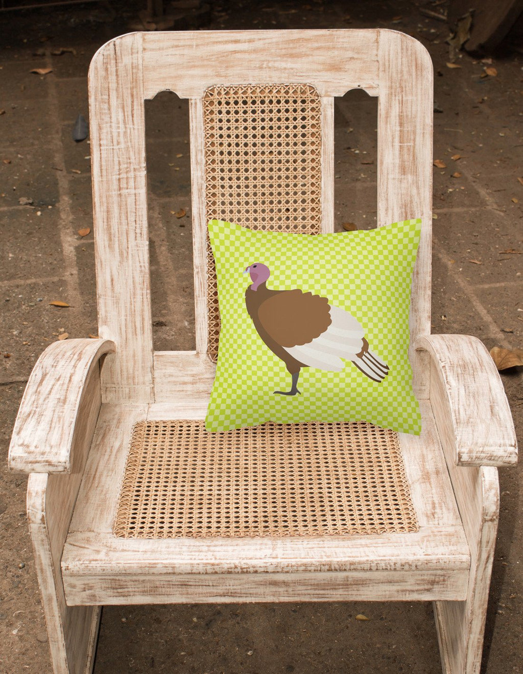 Bourbon Red Turkey Hen Green Decorative Throw Pillow 18x18 Indoor Outdoor Accent Cushion, Fabric Cover with Insert for Sofa, Bed, Porch & Living Room