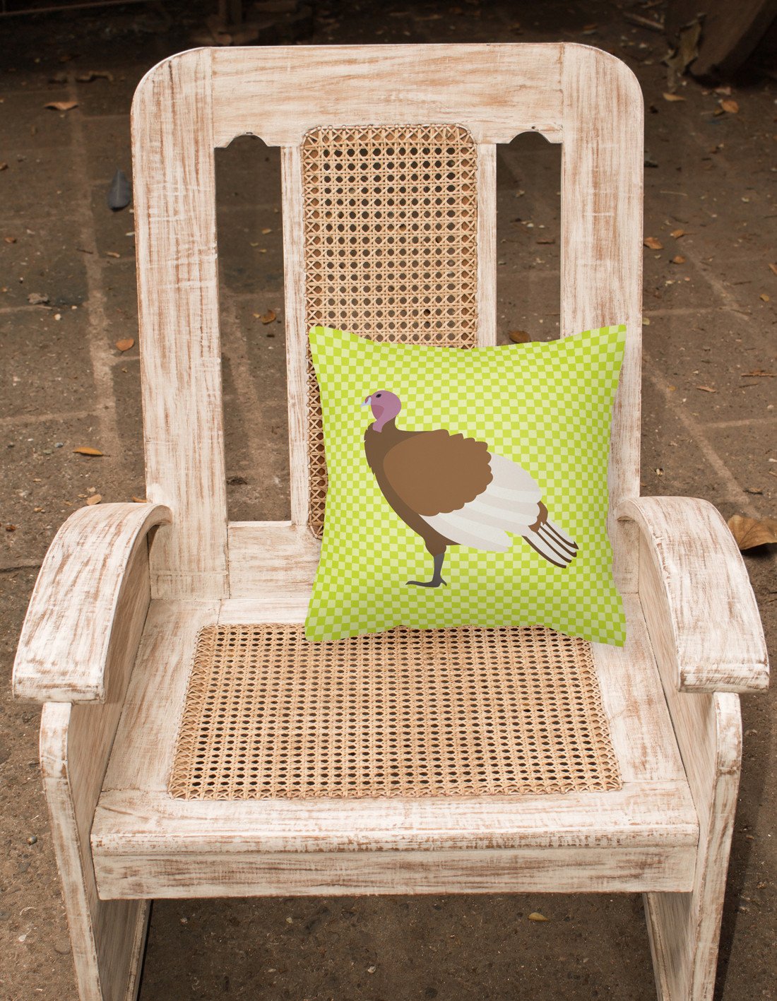 Bourbon Red Turkey Hen Green Decorative Throw Pillow 18x18 Indoor Outdoor Accent Cushion, Fabric Cover with Insert for Sofa, Bed, Porch & Living Room