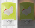 White Holland Turkey Green Ceramic Night Light Compact, UL-Certified, Ideal for Bedroom, Bathroom, Nursery, Hallway, Kitchen, 6x4x3, Multicolor