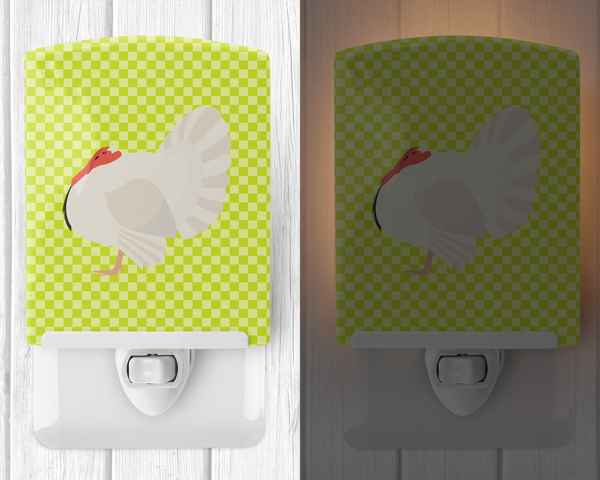 White Holland Turkey Green Ceramic Night Light Compact, UL-Certified, Ideal for Bedroom, Bathroom, Nursery, Hallway, Kitchen, 6x4x3, Multicolor